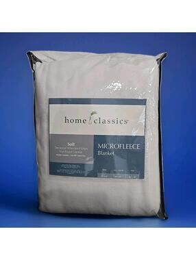 Microfleece Blanket Lightweight Soft Home Classics Beige Full/Queen 90x90" New